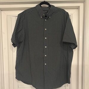 Roundtree & Yorke Easy Care Men's Blue and Gray Checkered Shirt 2XT